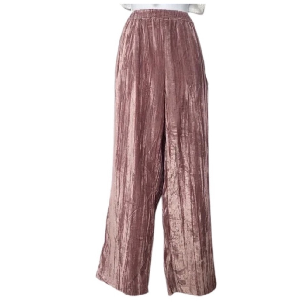 Marc New York Mauve Blush Crushed Velvet Wide Leg Pants Large
